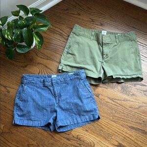 EUC Women’s Size 4, Gap Green and Blue City Shorts, 3” inseam
